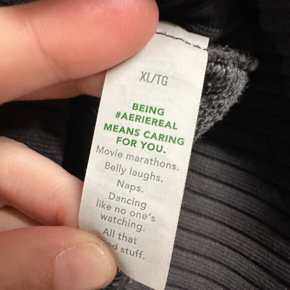 Aerie Womens XL Grey Ribbed Crew Neck Long Sleeve Pullover Sweatshirt - Picture 8 of 11